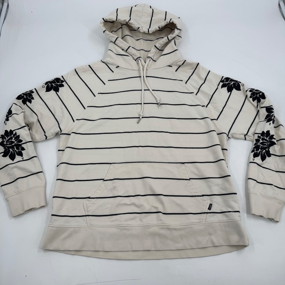 Obey N°89‎ Cream Striped Floral Hoodie Women's Small Fair Trade